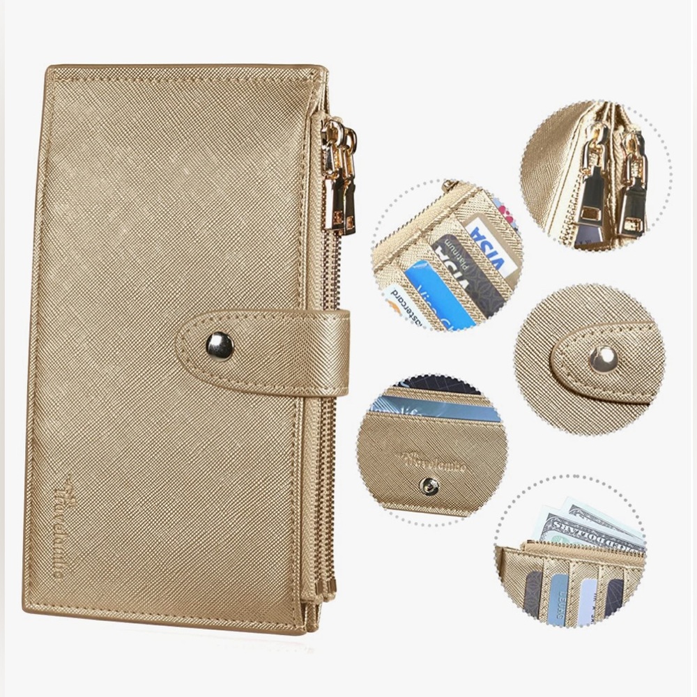 Travelambo Womens Wallet RFID Blocking Bifold Multi Card Case Wallet with Zipper - Picture 2 of 5